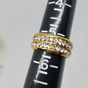 Yellow Gold Plated Ring Women Cubic Zircon Wedding Engagement Ring Size 5.5